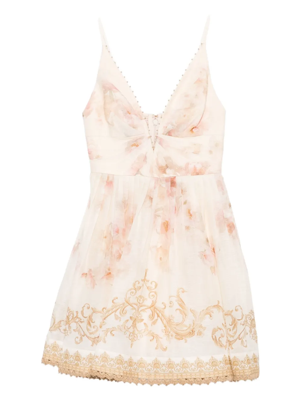 ZIMMERMANN Hypnotic trimmed mini dress Beige