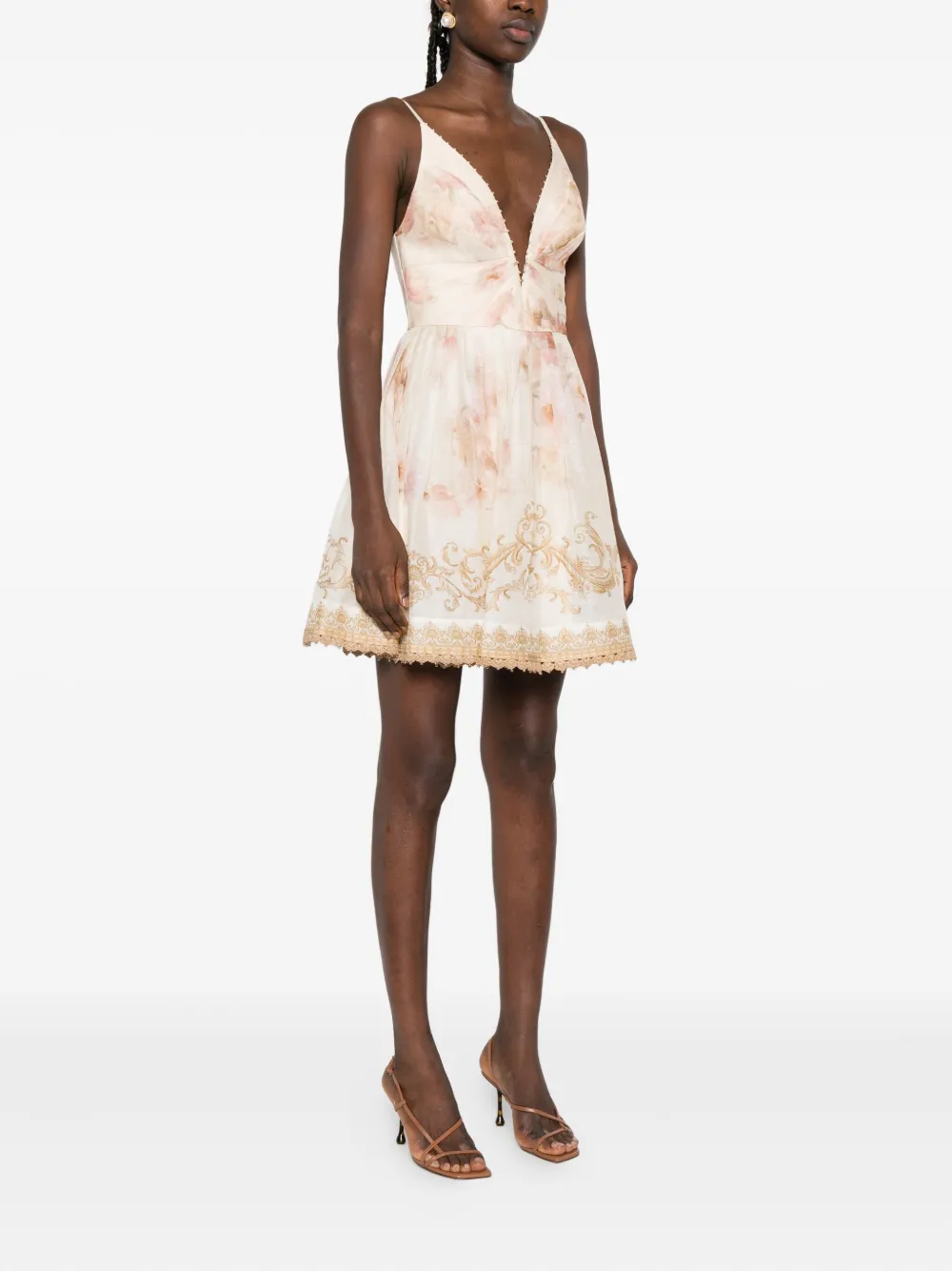 ZIMMERMANN Hypnotic trimmed mini dress Beige