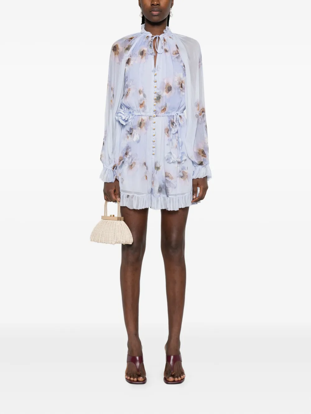 ZIMMERMANN floral ruffled playsuit Paars