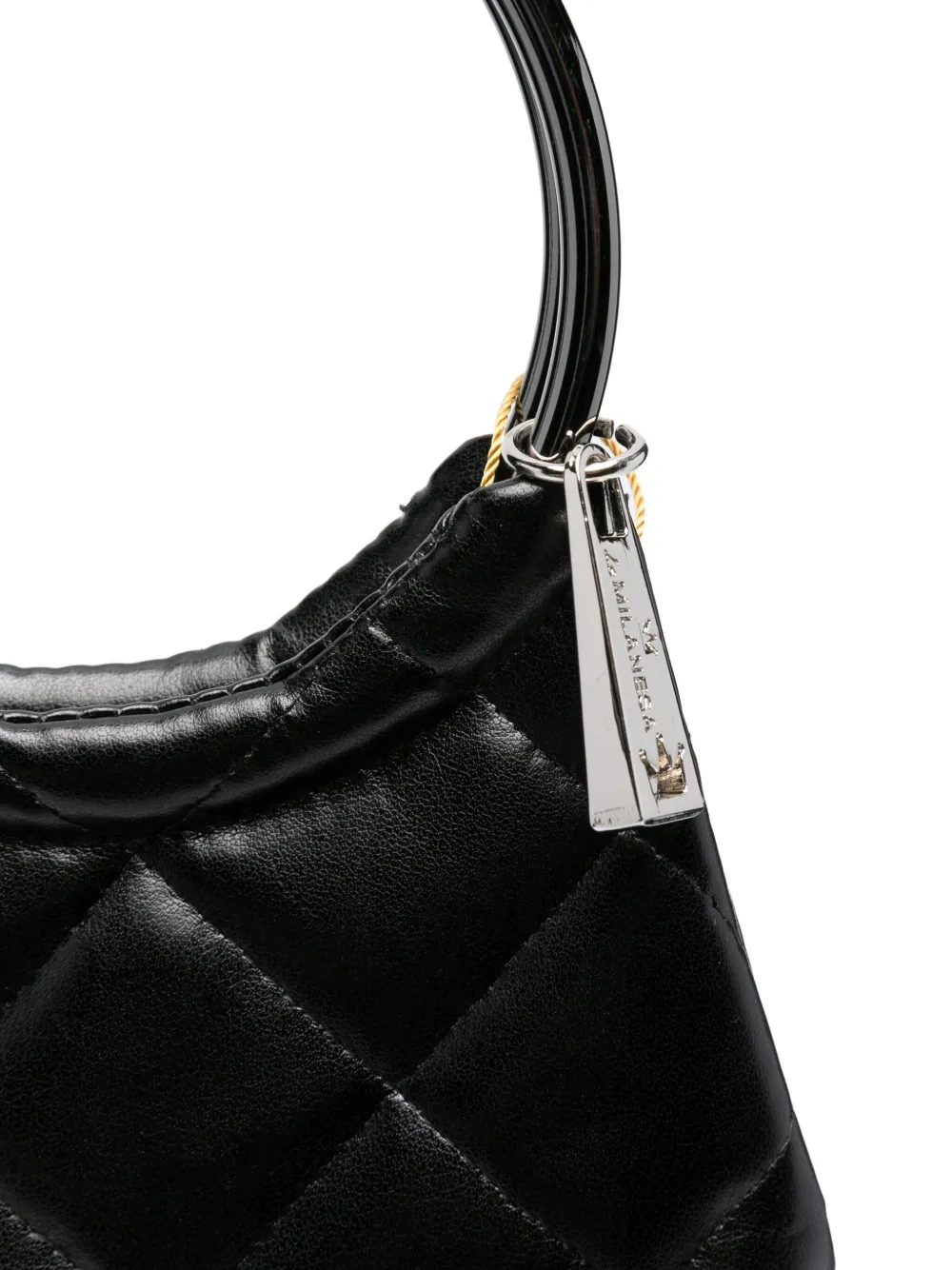 La Milanesa Quilted Fringed-bottom Clutch In Black