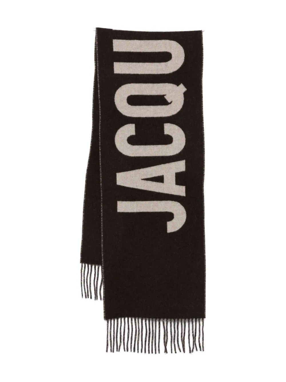Jacquemus logo-jacquard wool scarf Bruin