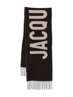 JACQUEMUS ブラック ラウンドカーレマフラー　スカーフ JACQUEMUS ブラック ラウンドカーレマフラー スカーフ