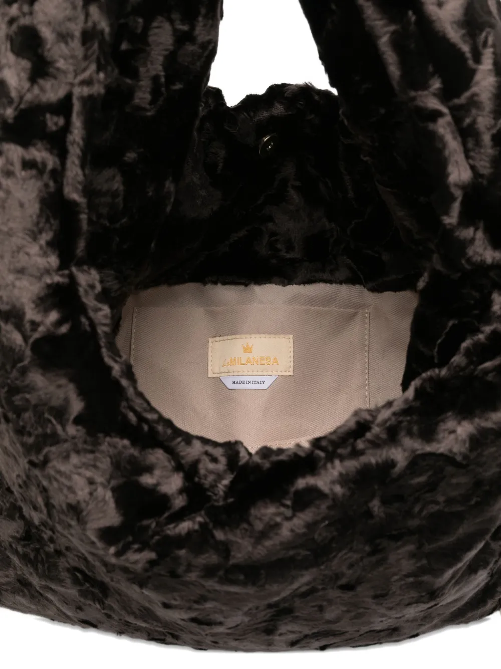 La Milanesa Plush-effect Shoulder Bag In Brown