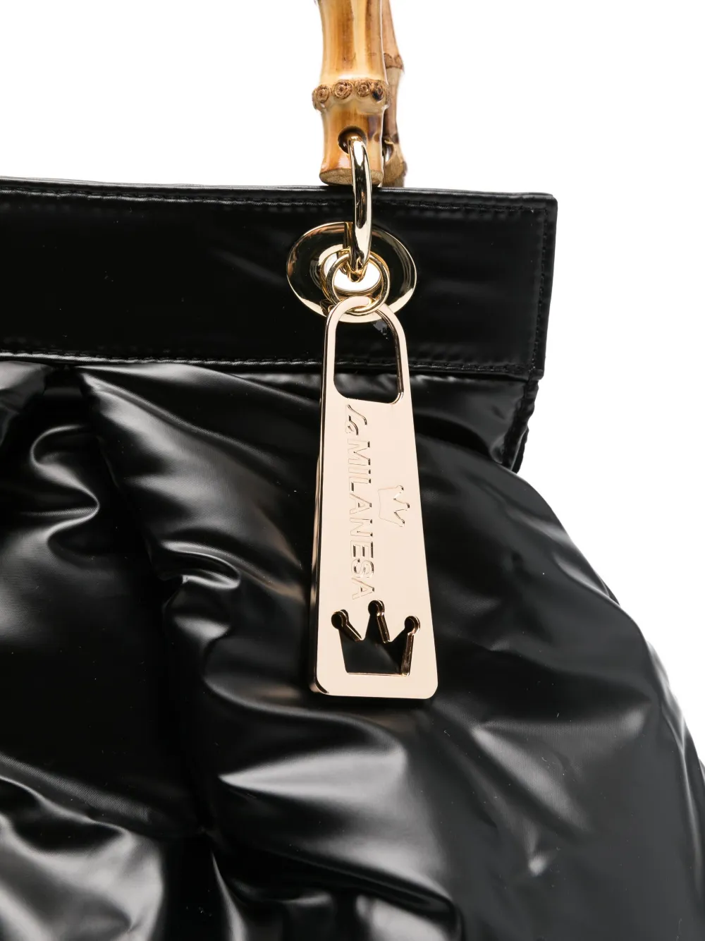 La Milanesa Quilted Bamboo-handle Tote Bag In Black