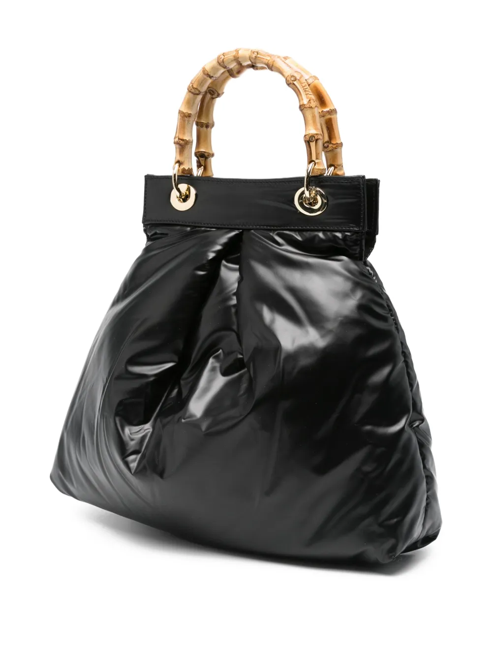 La Milanesa Quilted Bamboo-handle Tote Bag In Black