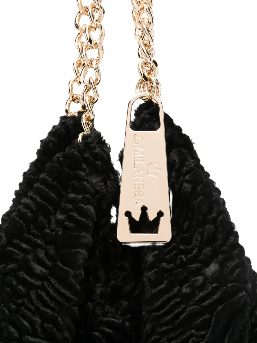 La Milanesa Chain-strap Textured Shoulder Bag In Black