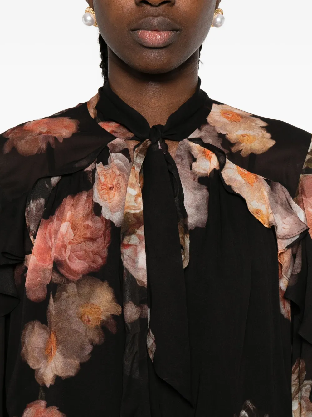ZIMMERMANN ruffled floral-print blouse Zwart