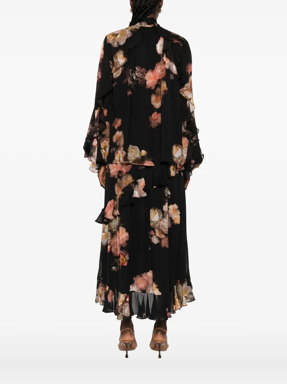 ZIMMERMANN ruffled floral-print blouse Zwart