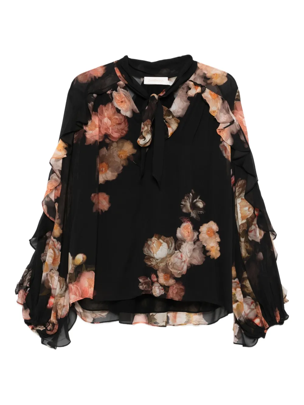 ZIMMERMANN ruffled floral-print blouse Zwart