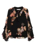 ZIMMERMANN ruffled floral-print blouse - Black