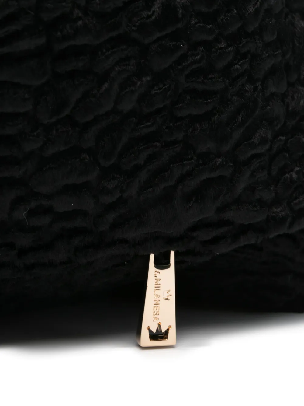 La Milanesa Textured Triangular Shoulder Bag In Black