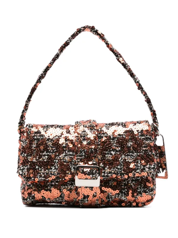 La Milanesa Borsa a Spalla Con Paillettes Marrone FARFETCH IT