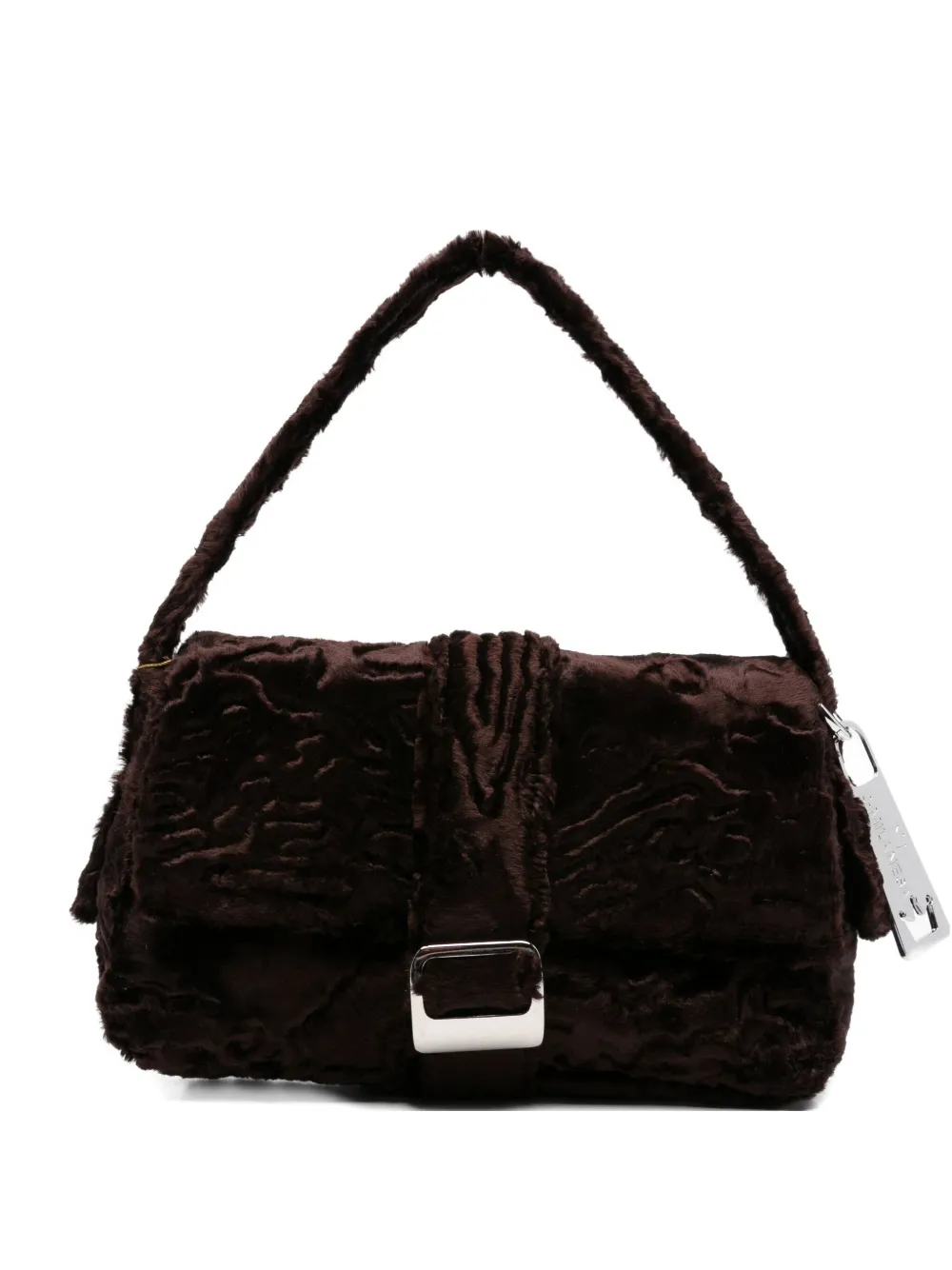 La Milanesa Textured Buckle Shoulder Bag In Brown