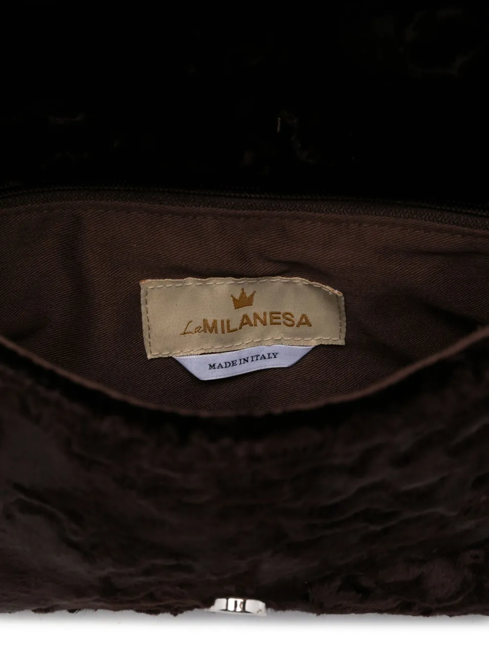 La Milanesa Textured Buckle Shoulder Bag In Brown