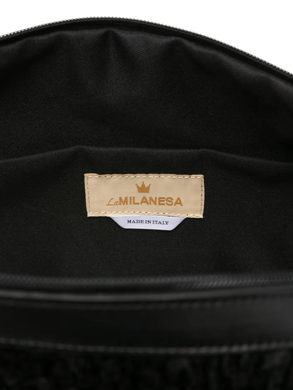 La Milanesa Textured Buckle Shoulder Bag In Black
