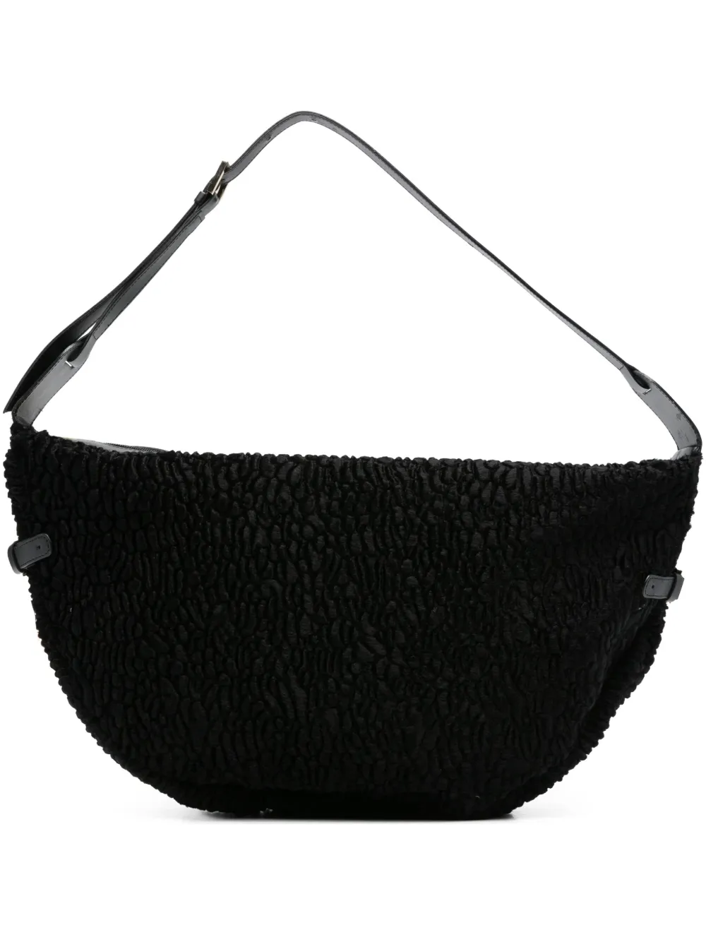 La Milanesa Textured Buckle Shoulder Bag In Black