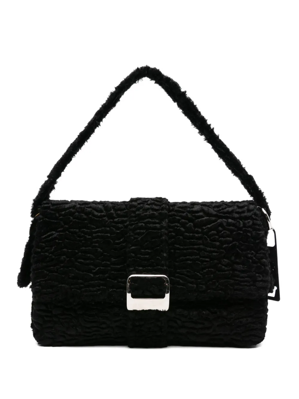 La Milanesa Textured Buckle Shoulder Bag In Black