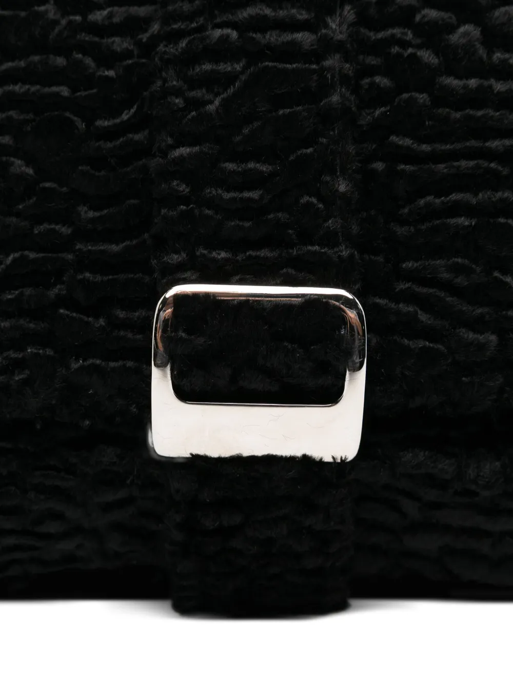 La Milanesa Textured Buckle Shoulder Bag In Black