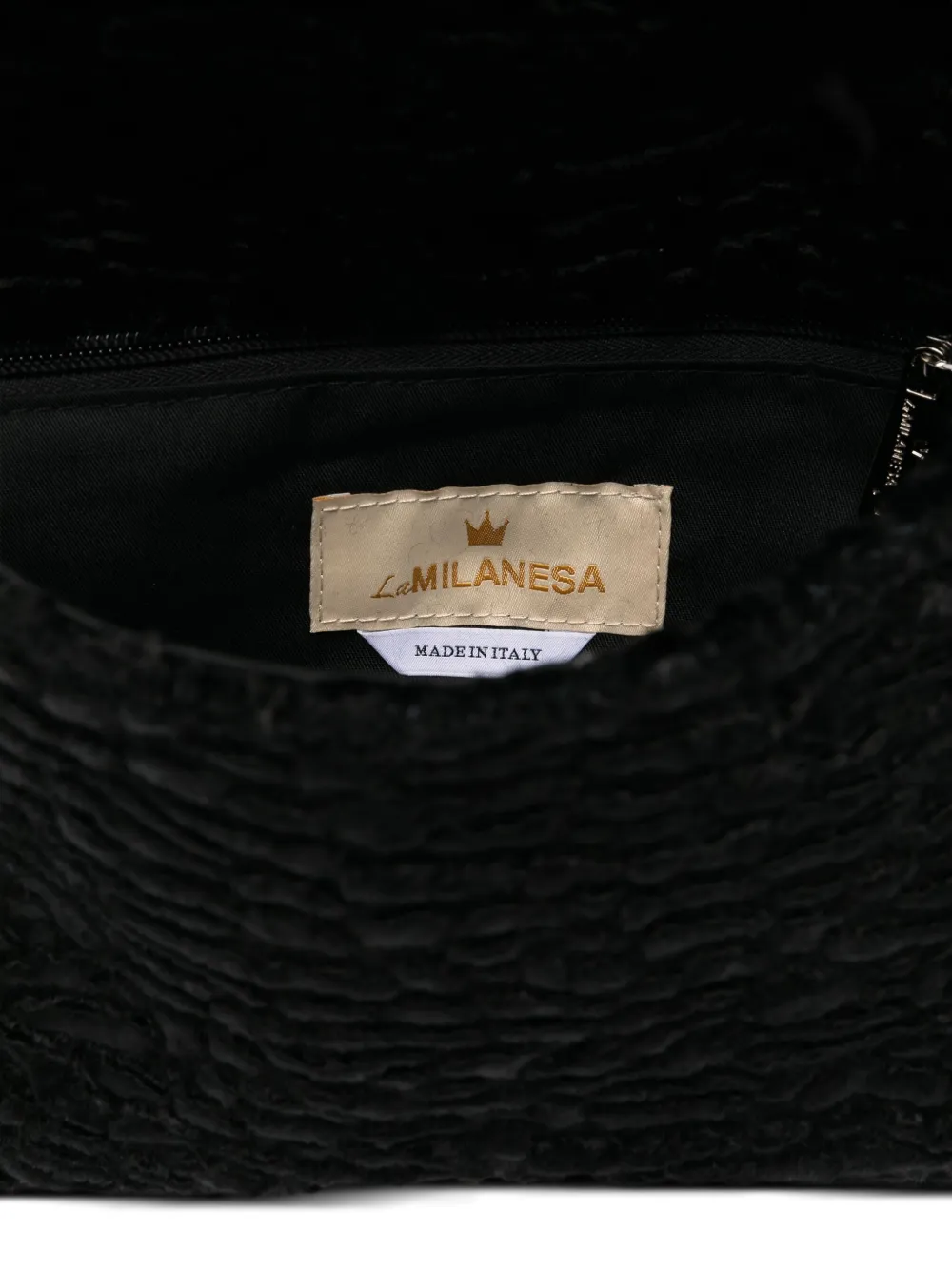 La Milanesa Textured Buckle Shoulder Bag In Black