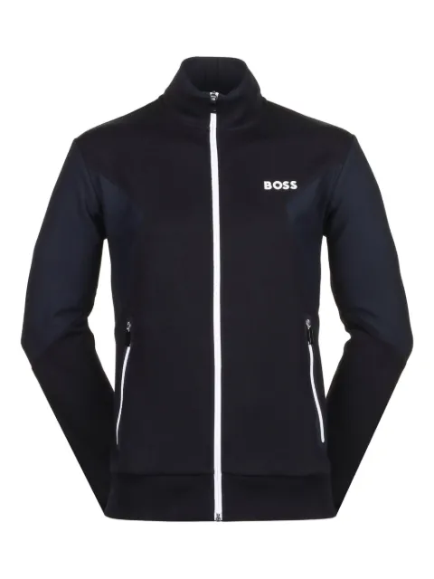 BOSS contrast-panel zip-up jacket