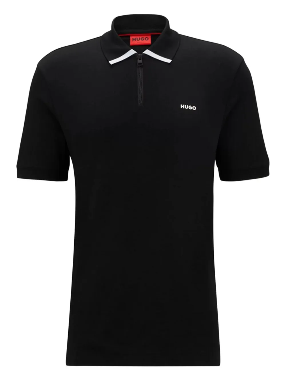 BOSS Poloshirt met hals met rits en logo Zwart