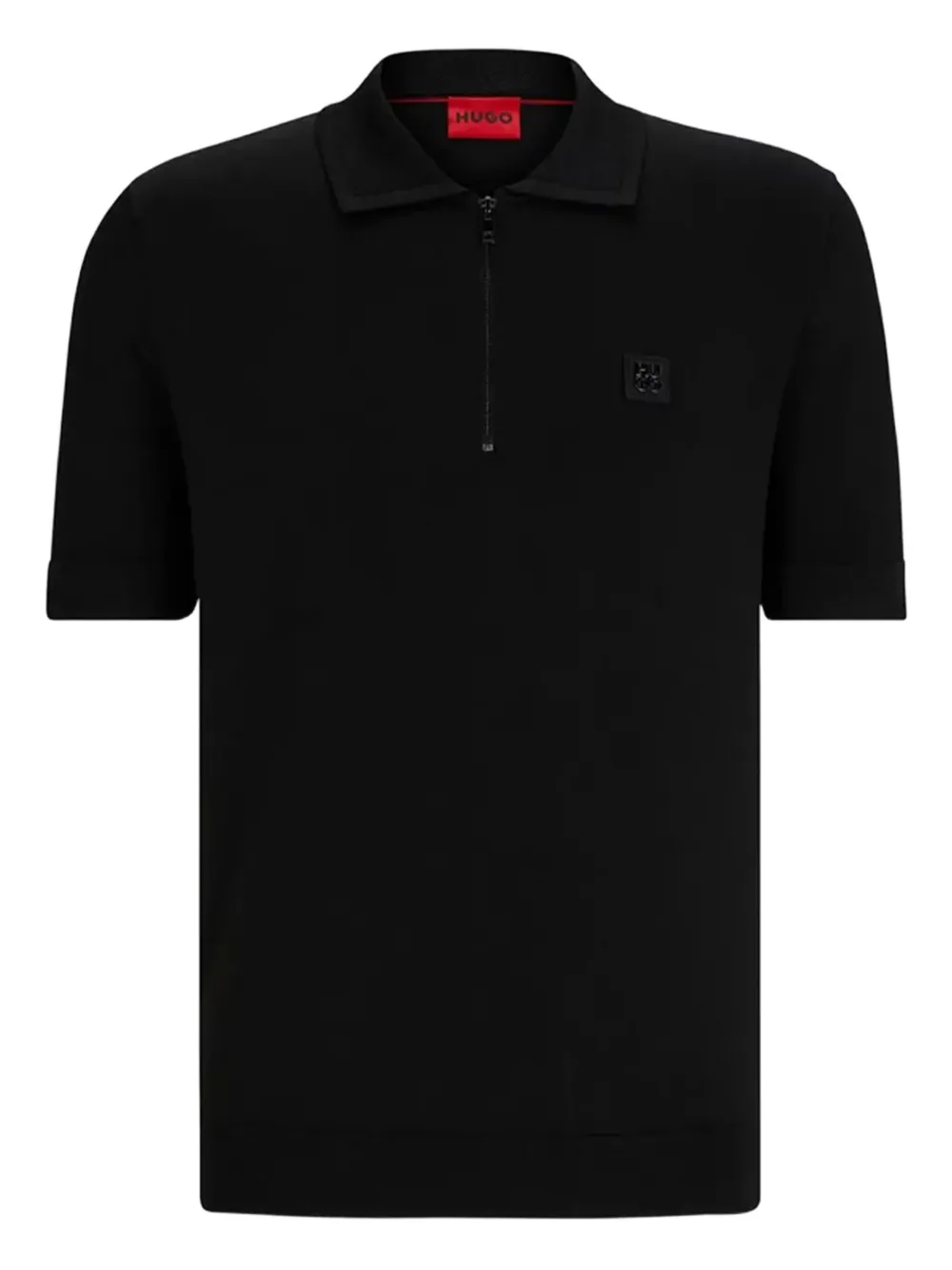 BOSS Poloshirt met halve rits en logo Zwart