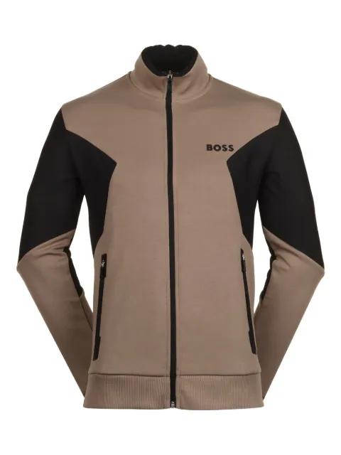 BOSS contrast-panel zip jacket