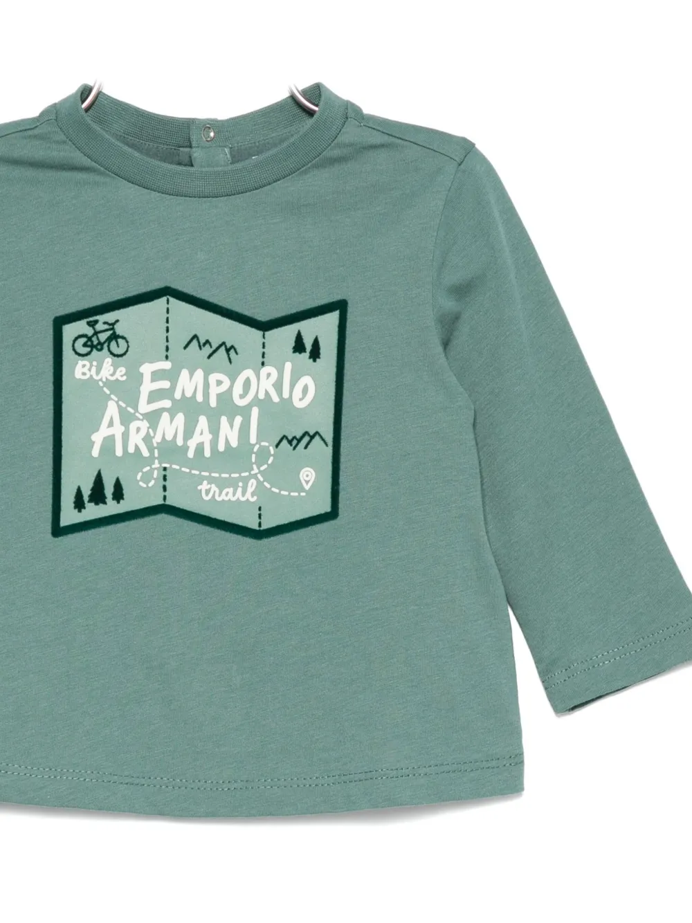 Emporio Armani Kids map-print long-sleeve T-shirt Groen