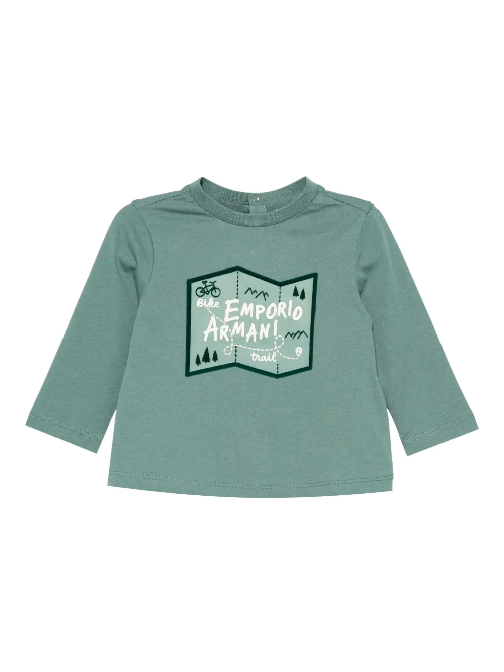 Emporio Ar i Kids map-print long-sleeve T-shirt Groen