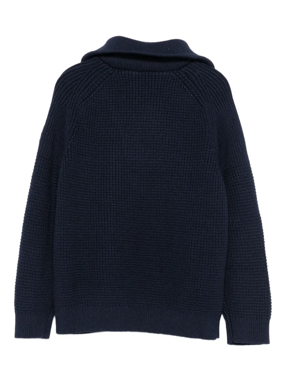 Emporio Armani Kids Geribbelde trui met halve rits Blauw