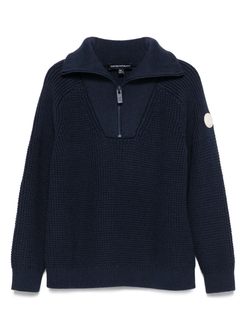 Emporio Ar i Kids Geribbelde trui met halve rits Blauw