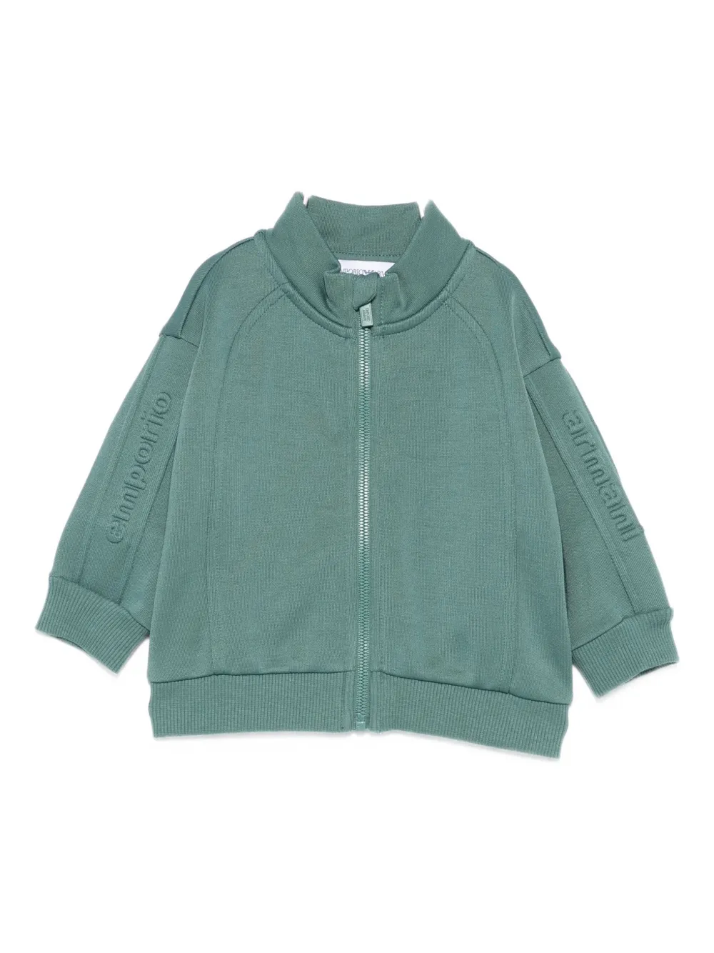 Emporio Armani Embossed-logo Zip-up Sweatshirt In Green