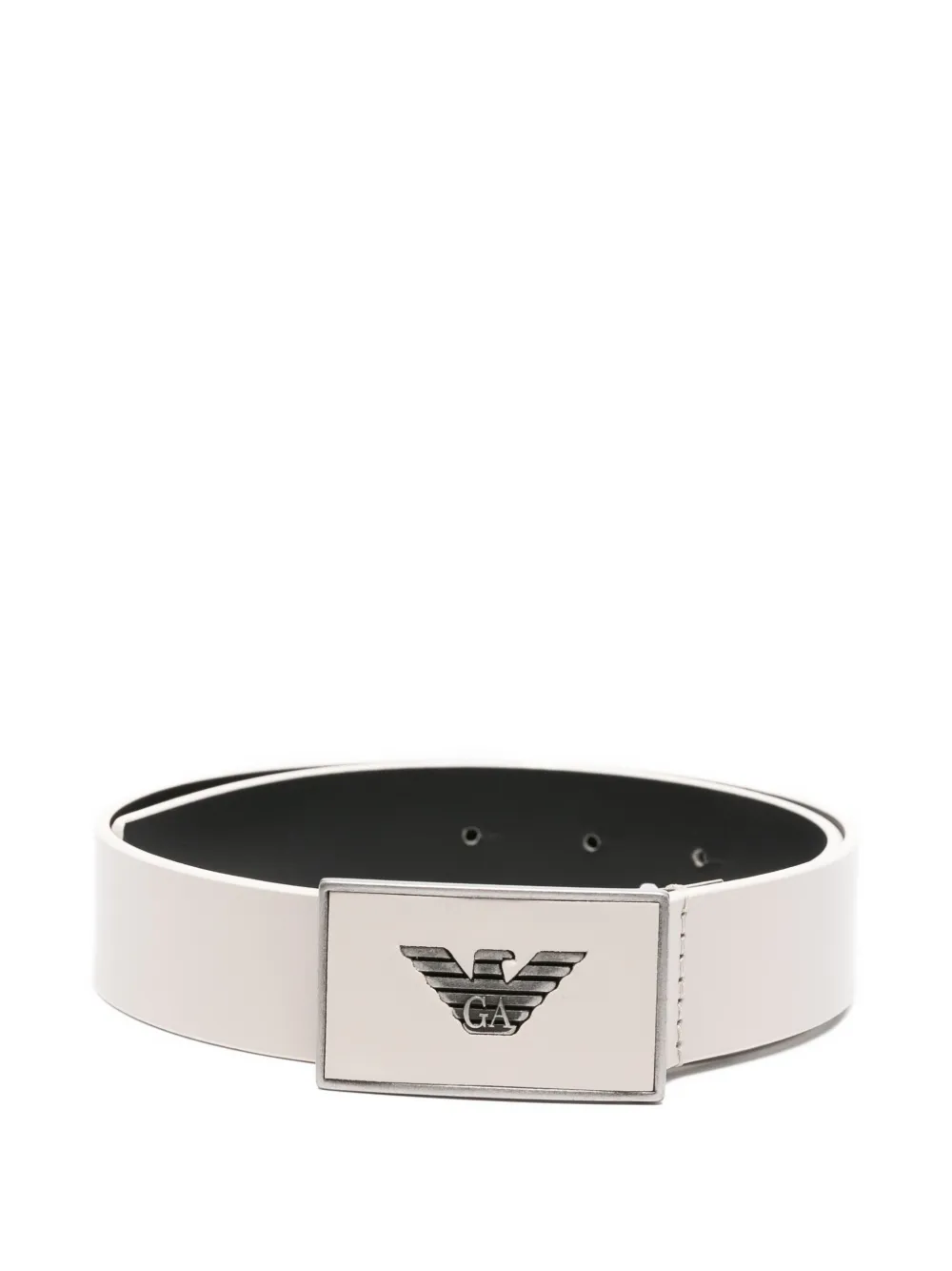 Emporio Ar i Kids Leren riem met logoplakkaat Beige