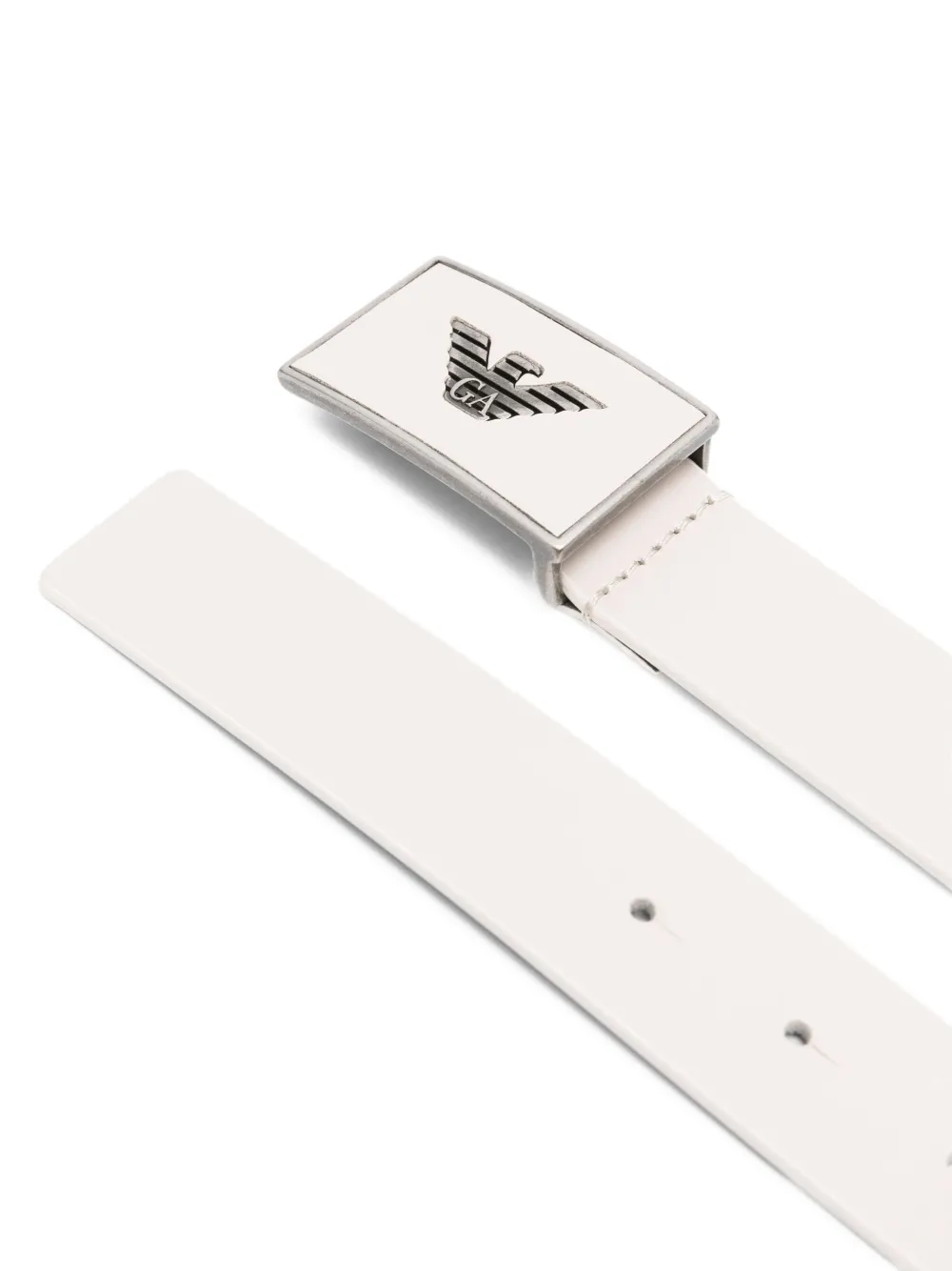 Emporio Armani Kids Leren riem met logoplakkaat Beige