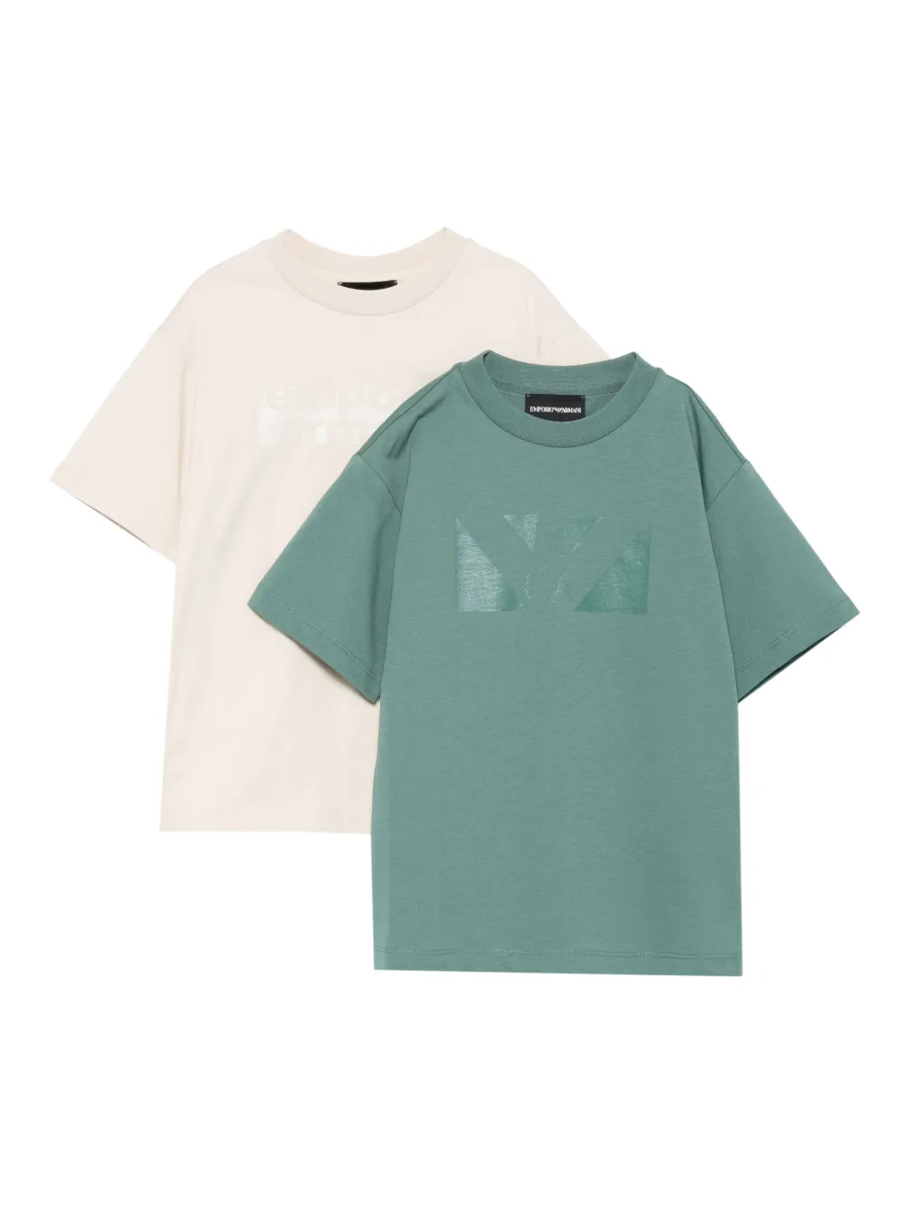 Emporio Ar i Kids Eagle-logo cotton T-shirts (pack of two) Groen
