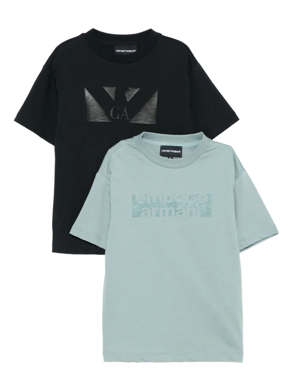 Emporio Ar i Kids Eagle-logo cotton T-shirts (pack of two) Blauw