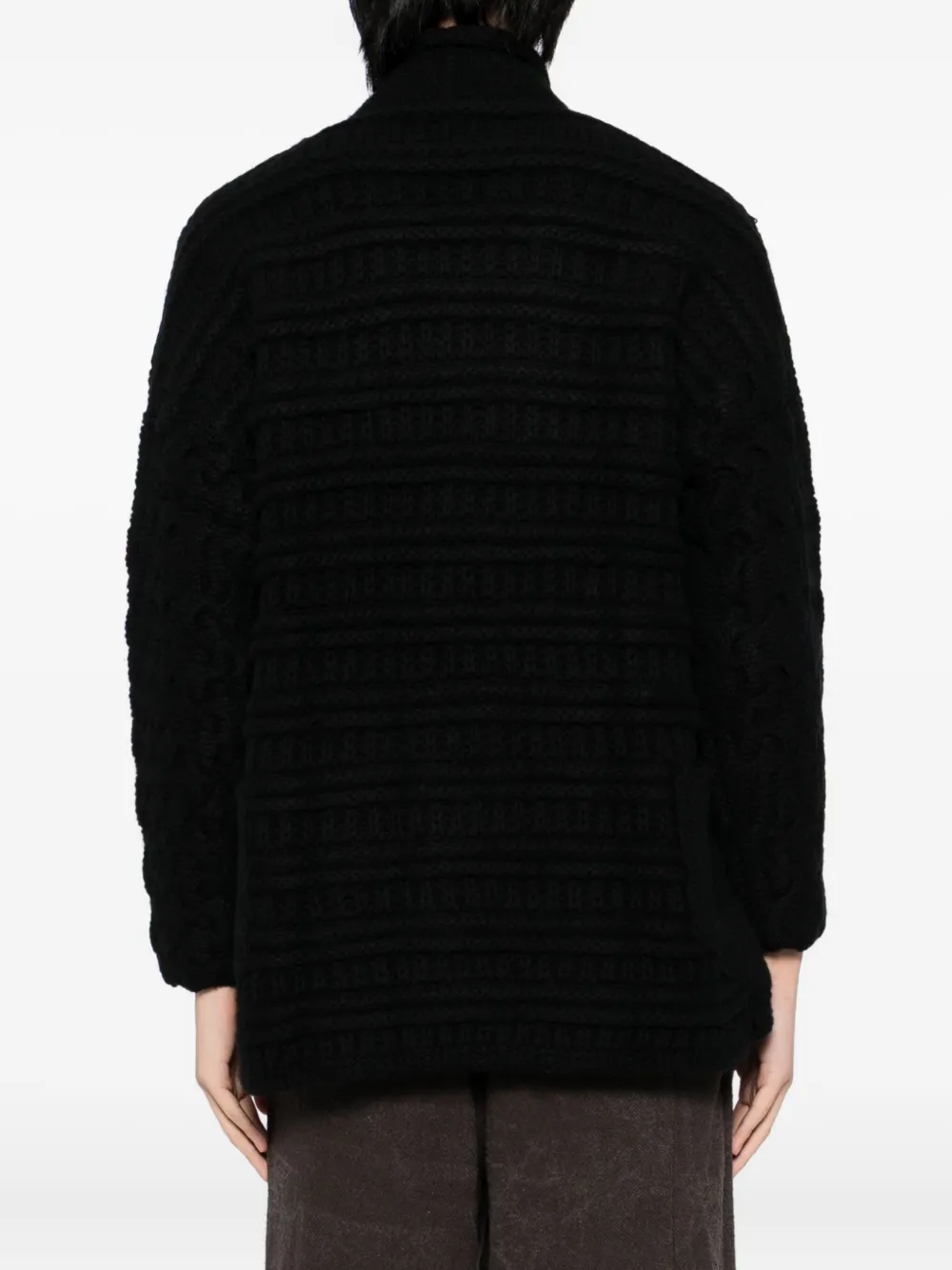 Devoa Cable-knit Cardigan In Black