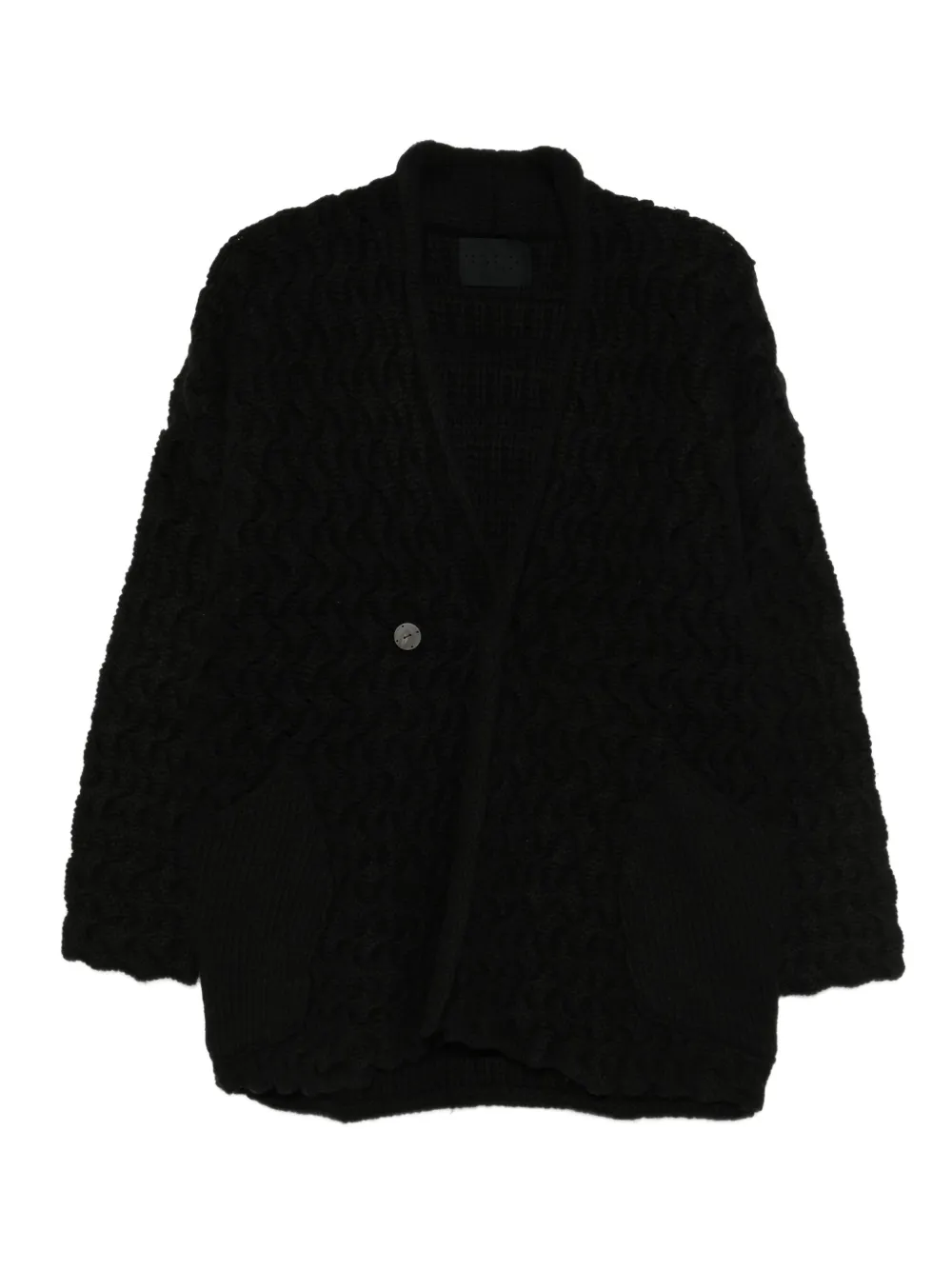 Devoa cable-knit cardigan | Black | Image 1