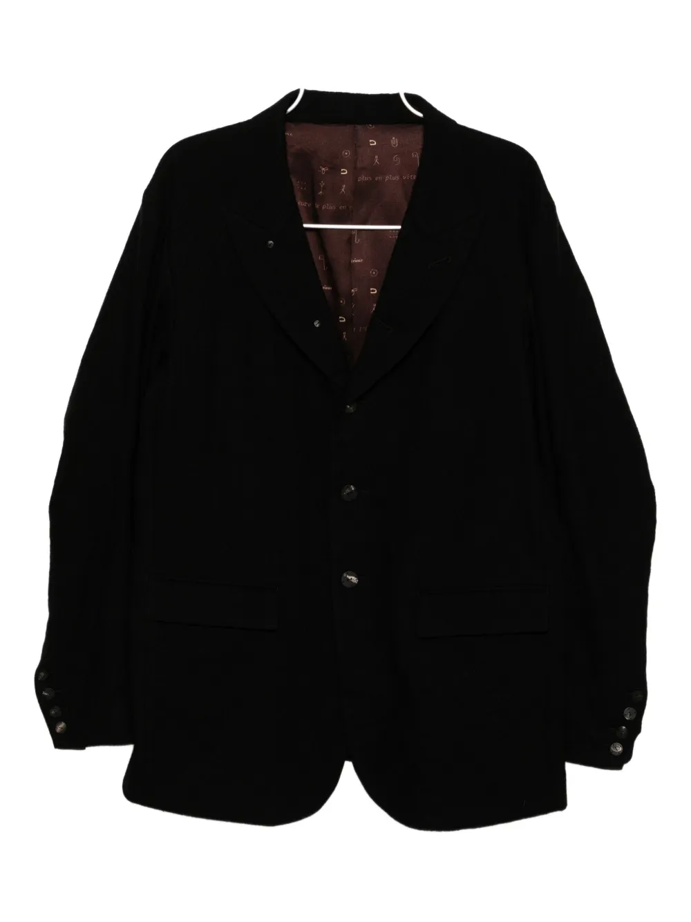Devoa Button-embellished Wool Blazer In Black