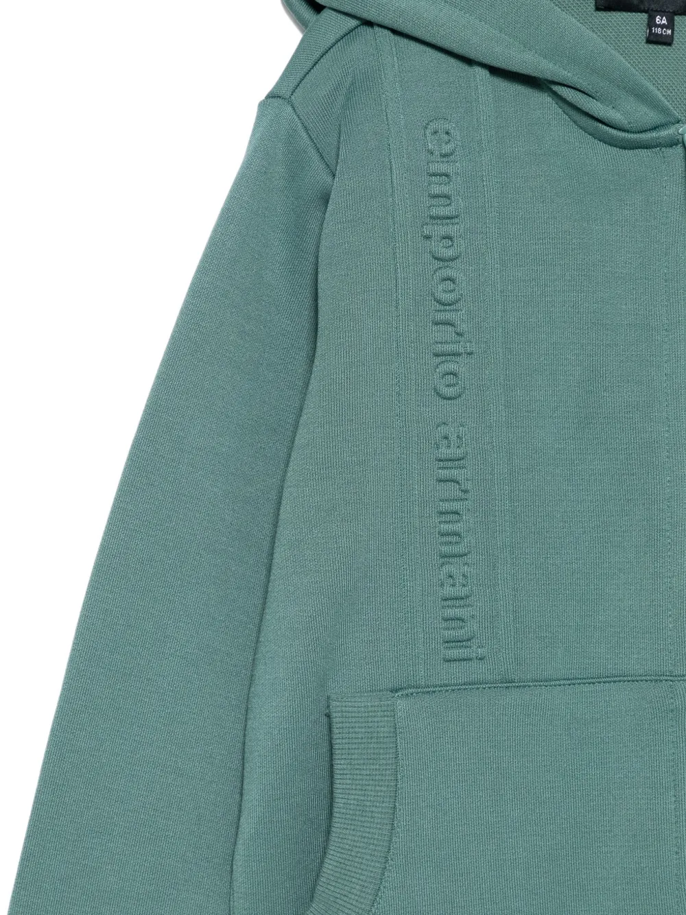 Emporio Armani Kids Sweater met capucho rits en logodetail Groen