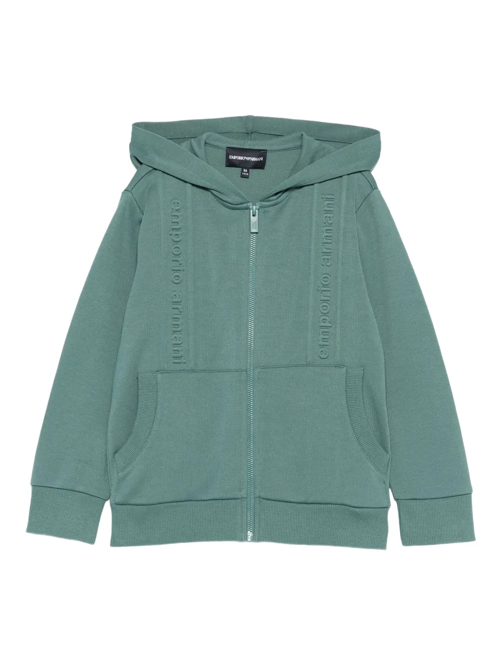 Emporio Ar i Kids Sweater met capucho rits en logodetail Groen