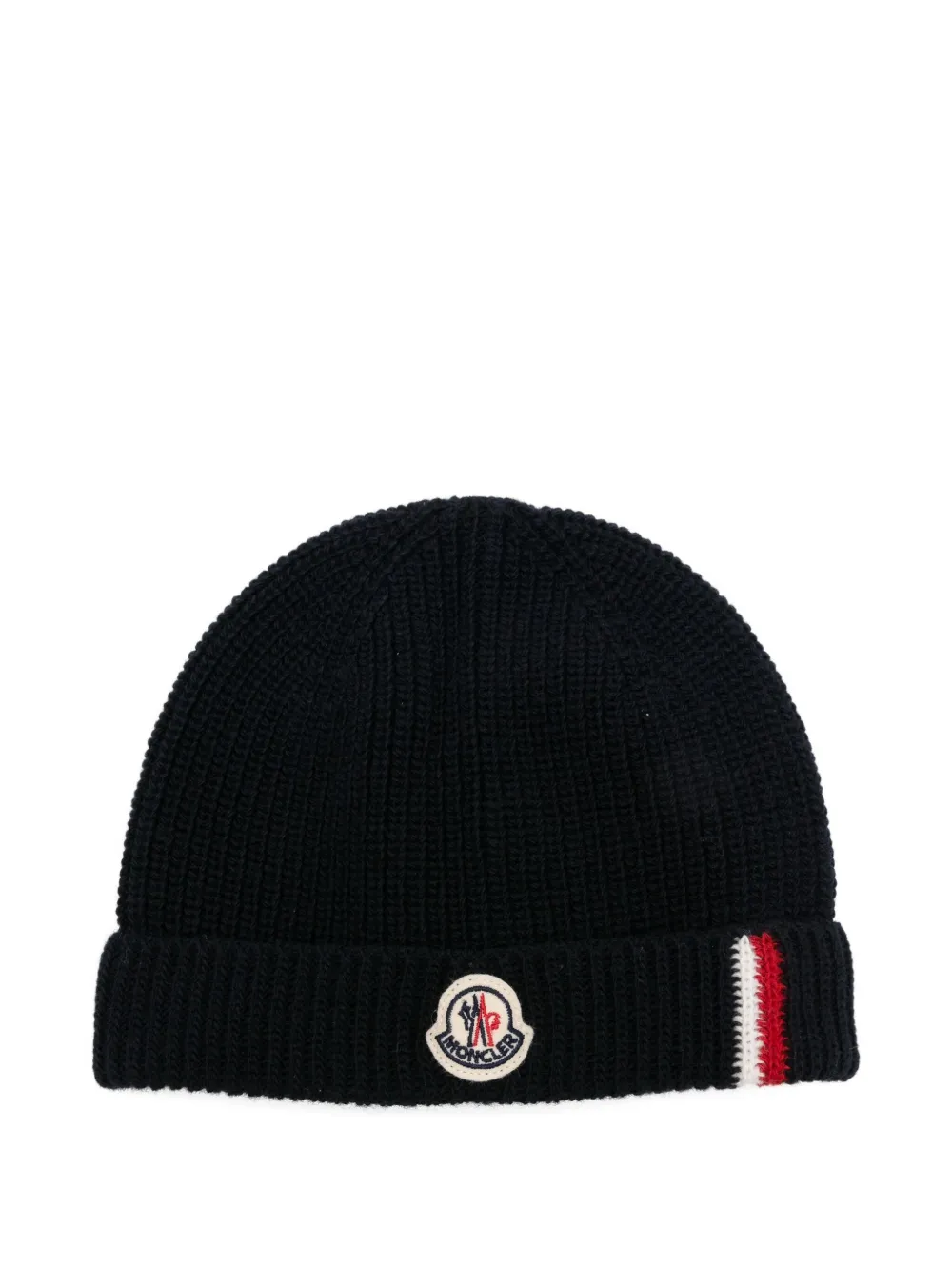 Moncler Enfant Geribbelde muts met logopatch Blauw