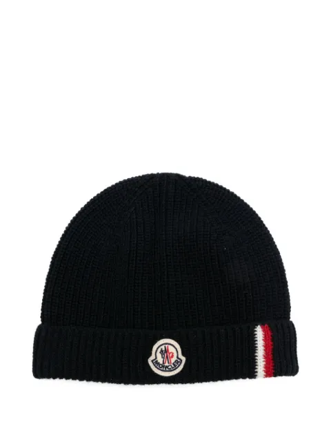 Moncler Enfant logo-patch ribbed beanie