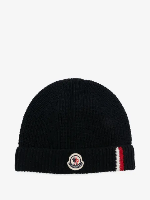 Moncler Enfant logo贴花罗纹套头帽