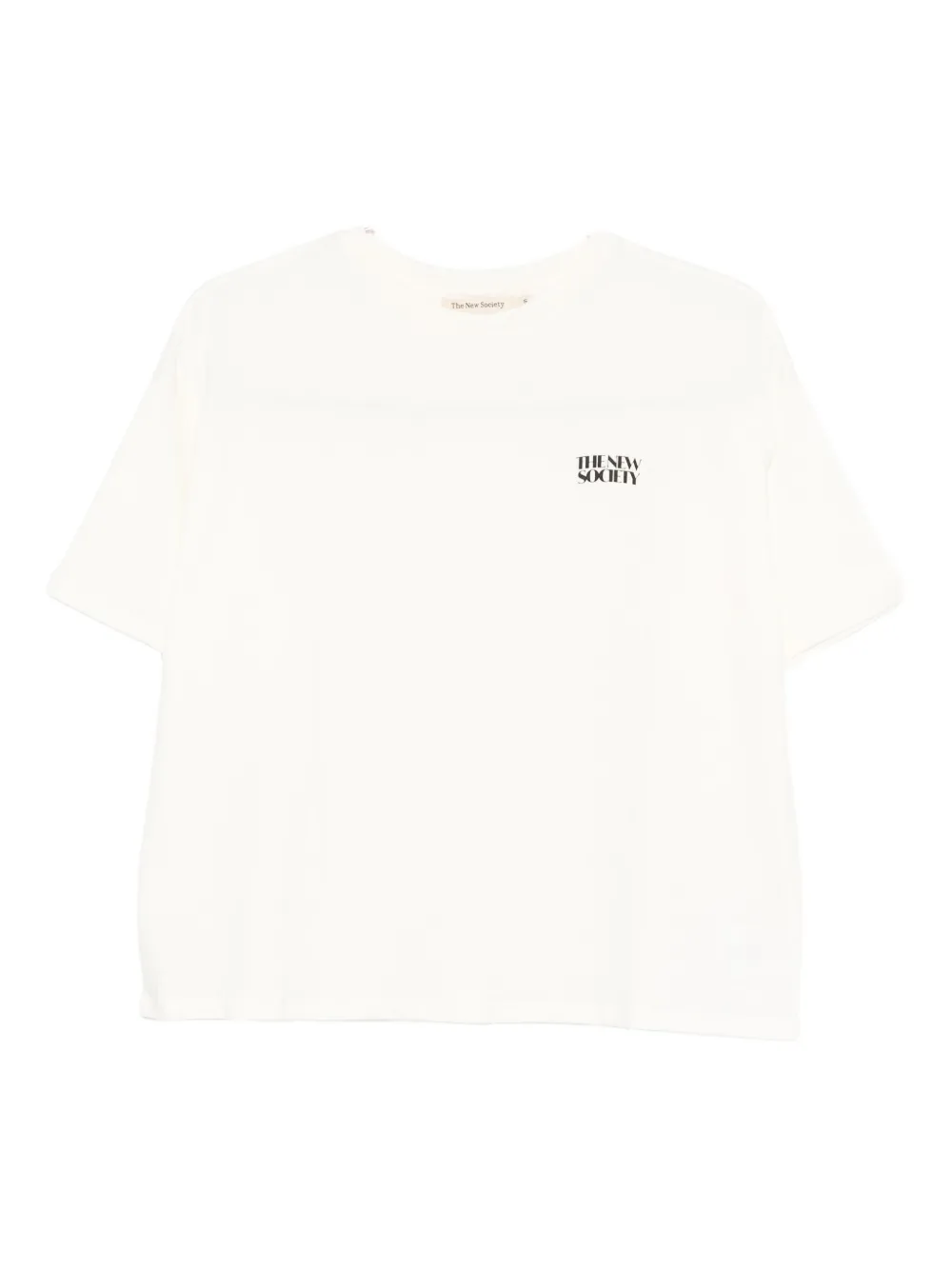 The New Society Logo-embroidered Crop T-shirt In White