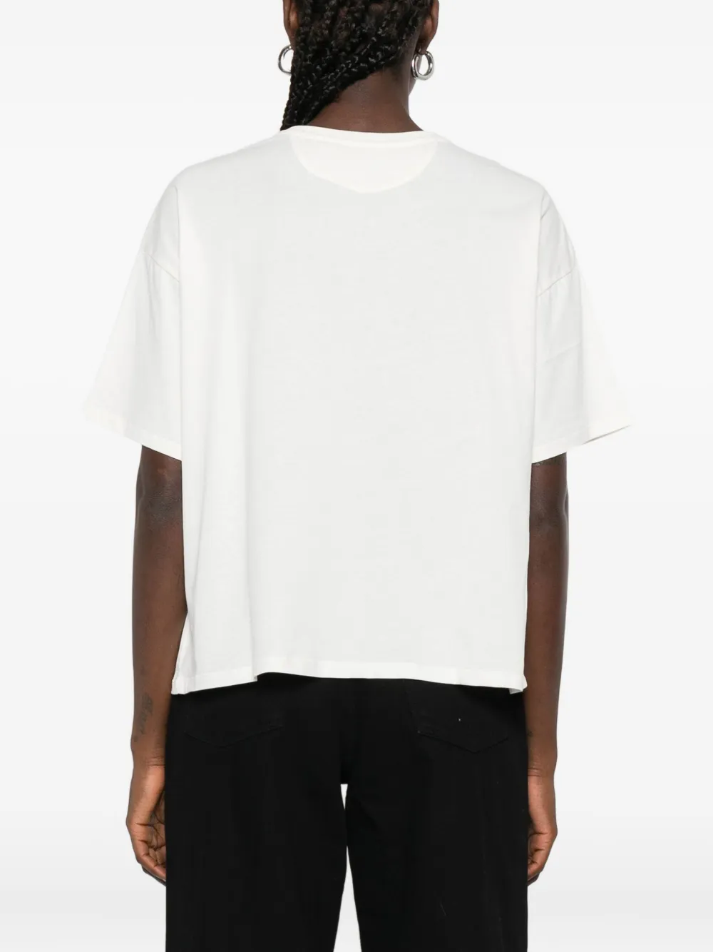 The New Society Logo-embroidered Crop T-shirt In White