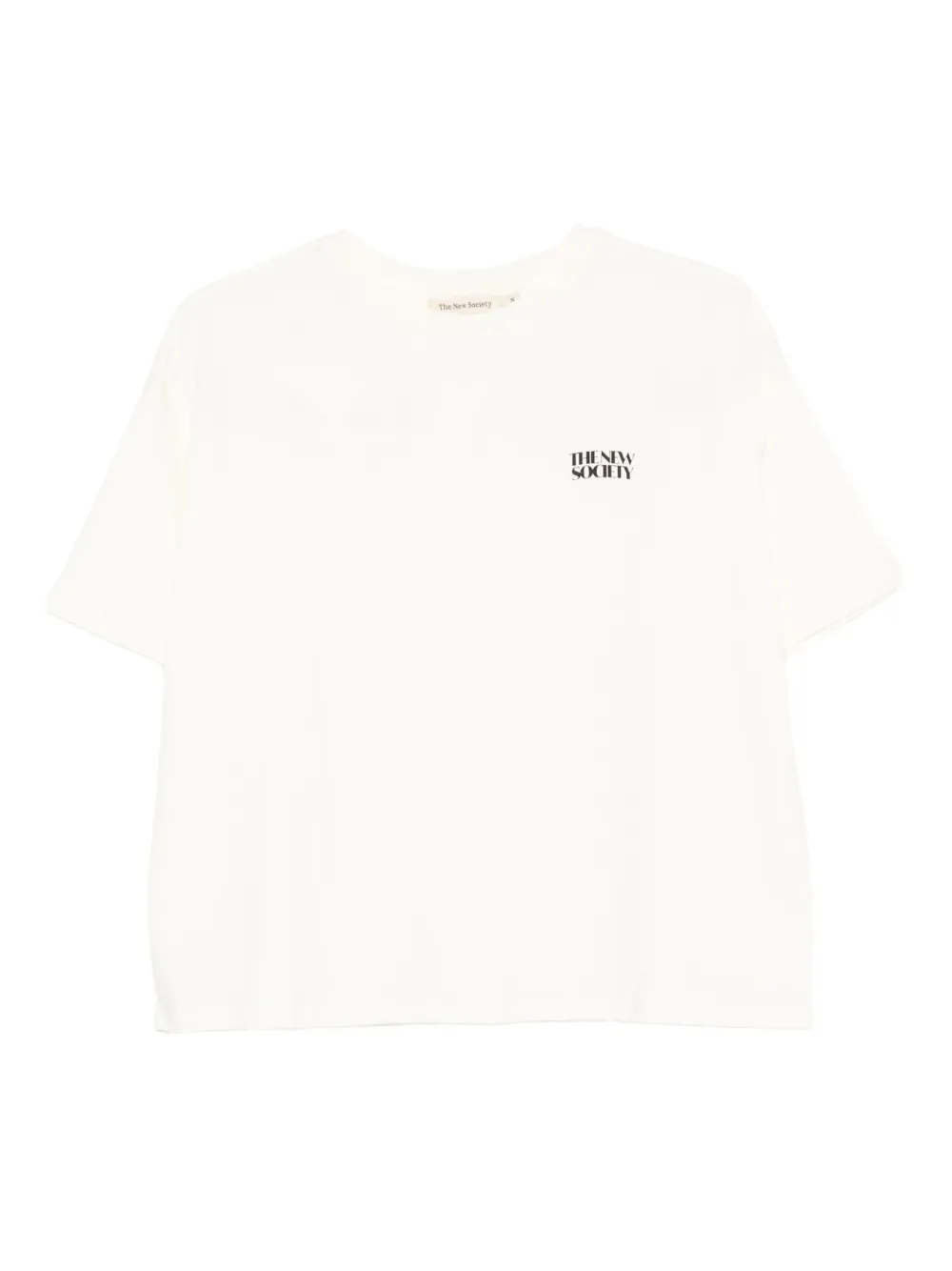 THE NEW SOCIETY logo-embroidered crop T-shirt | White | Image 1
