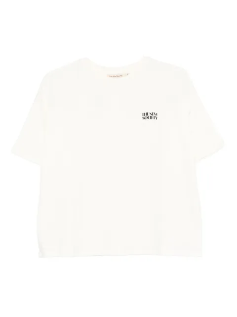 THE NEW SOCIETY logo-embroidered crop T-shirt