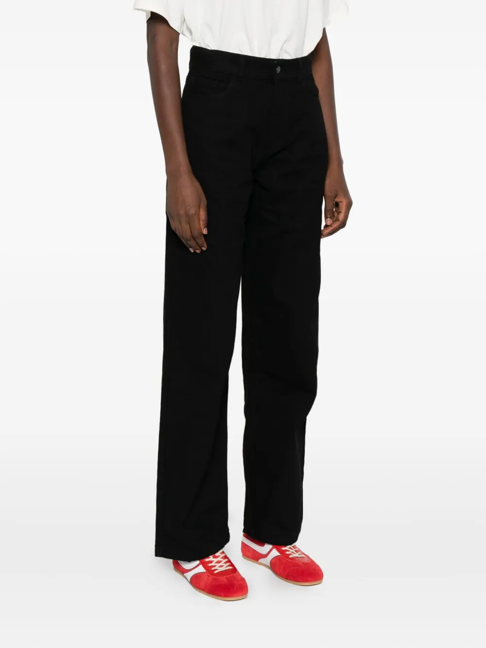 The New Society High-waisted Straight-leg Jeans In Black