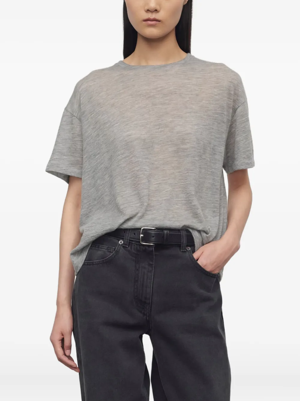 The Row Short-sleeve Cashmere T-shirt In Gray